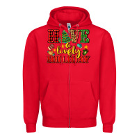 Red have a lovely holiday with gloves Zipper Hoodie - AdoDesignShop