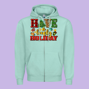 Have A Lovely Holiday With Gloves Zipper Hoodie Designed By Adodesignshop