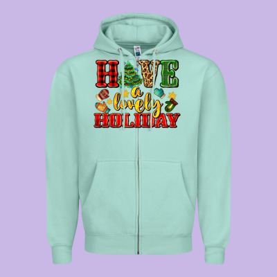 Have A Lovely Holiday With Gloves Zipper Hoodie Designed By Adodesignshop