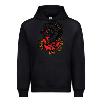 Black the king cobra snake and rose Urban Hoodie - artisFamous