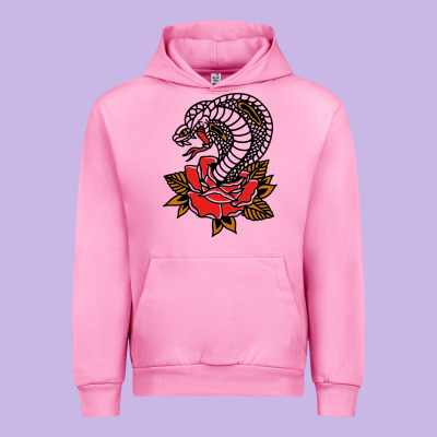 The King Cobra Snake And Rose Urban Hoodie Designed By Artisfamous