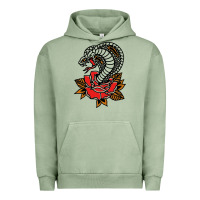 Pigment Oil Green the king cobra snake and rose Urban Hoodie - artisFamous