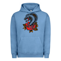Pigment Pebble Blue the king cobra snake and rose Urban Hoodie - artisFamous