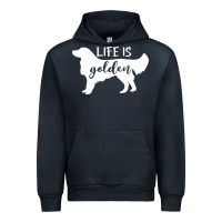 Navy golden retriever - life is golden white Urban Hoodie - artisFamous
