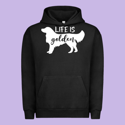 Golden Retriever - Life Is Golden White Urban Hoodie Designed By Artisfamous