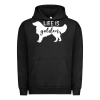 Pigment Black golden retriever - life is golden white Urban Hoodie - artisFamous