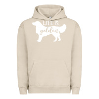Pigment French Oak golden retriever - life is golden white Urban Hoodie - artisFamous