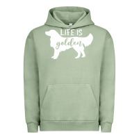 Pigment Oil Green golden retriever - life is golden white Urban Hoodie - artisFamous