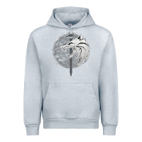 Heather Grey Witcher Wolf Urban Hoodie - artisFamous