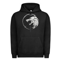Pigment Black Witcher Wolf Urban Hoodie - artisFamous