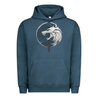 Pigment Midnight Navy Witcher Wolf Urban Hoodie - artisFamous