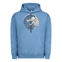 Pigment Pebble Blue Witcher Wolf Urban Hoodie - artisFamous