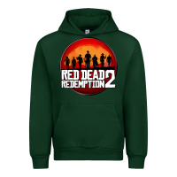 Forest Green Red Dead Redemption 2 Red Moon Cowboy Urban Hoodie - artisFamous
