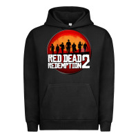 Pigment Black Red Dead Redemption 2 Red Moon Cowboy Urban Hoodie - artisFamous
