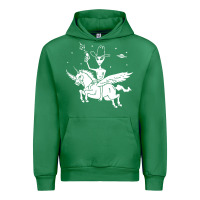Emerald alien riding unicorn  cool ufo cowboy Urban Hoodie - artisFamous