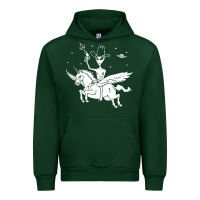 Forest Green alien riding unicorn  cool ufo cowboy Urban Hoodie - artisFamous
