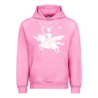 Fuchsia Pink alien riding unicorn  cool ufo cowboy Urban Hoodie - artisFamous