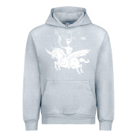 Heather Grey alien riding unicorn  cool ufo cowboy Urban Hoodie - artisFamous