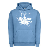 Pigment Pebble Blue alien riding unicorn  cool ufo cowboy Urban Hoodie - artisFamous