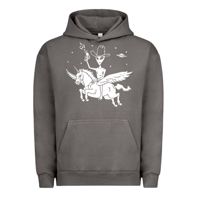 Alien Riding Unicorn  Cool Ufo Cowboy Urban Hoodie by artisFamous | Teevron