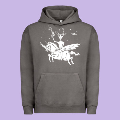 Alien Riding Unicorn  Cool Ufo Cowboy Urban Hoodie Designed By Artisfamous