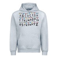 Heather Grey Stranger Lights Alphabet Urban Hoodie - artisFamous