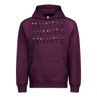 Mauve Wine Stranger Lights Alphabet Urban Hoodie - artisFamous