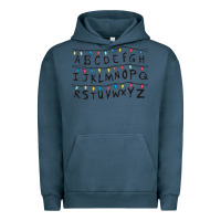 Pigment Midnight Navy Stranger Lights Alphabet Urban Hoodie - artisFamous