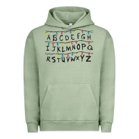 Pigment Oil Green Stranger Lights Alphabet Urban Hoodie - artisFamous