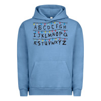 Pigment Pebble Blue Stranger Lights Alphabet Urban Hoodie - artisFamous