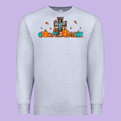 Thankful Cross Pumpkin Premium Sweatshirt Designed By Jahusdesignshop