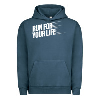 Pigment Midnight Navy run for your life Urban Hoodie - artisFamous
