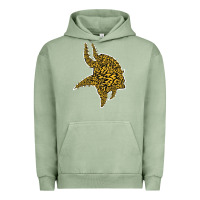 Pigment Oil Green Viking Style Urban Hoodie - artisFamous
