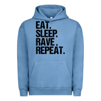 Pigment Pebble Blue eat sleep rave repeat Urban Hoodie - artisFamous