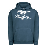 Pigment Midnight Navy mustang pony script Urban Hoodie - artisFamous