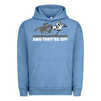 Pigment Pebble Blue horse racing Urban Hoodie - artisFamous