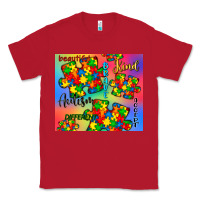 Red autism puzzle piece Classic Tee - CowGirlArtShop