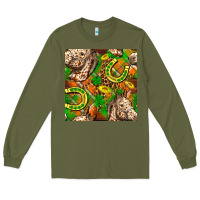 Army Green St. Patrick's Day Horse With Horseshoes Seamless Long Sleeve Tee - FaDigitalArtStudio