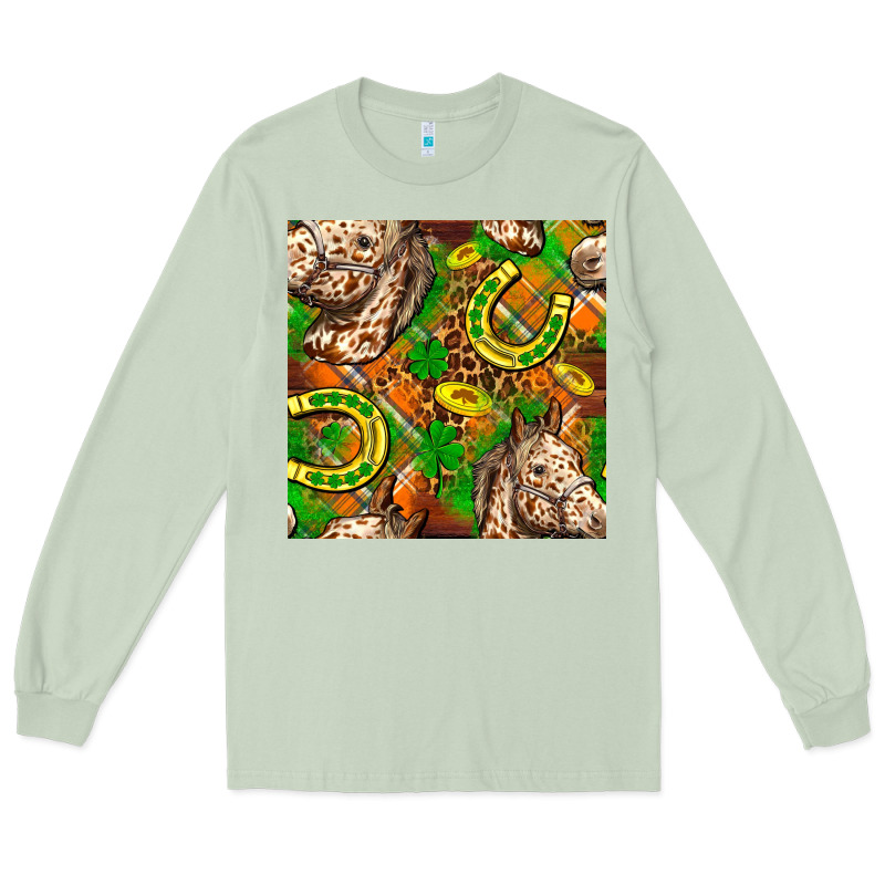 St. Patrick's Day Horse With Horseshoes Seamless Long Sleeve Tee by FaDigitalArtStudio | Teevron