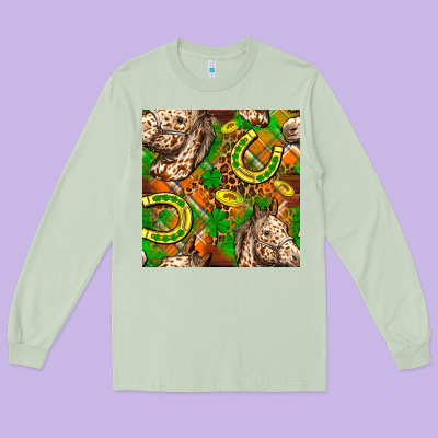 St. Patrick's Day Horse With Horseshoes Seamless Long Sleeve Tee Designed By Fadigitalartstudio