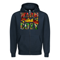 Navy warm and cozy with scarf Zipper Hoodie - AdoDesignShop