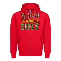 Red warm and cozy with scarf Zipper Hoodie - AdoDesignShop