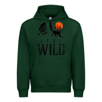 Forest Green stay wild illustration with mountain Urban Hoodie - artisFamous