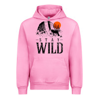 Fuchsia Pink stay wild illustration with mountain Urban Hoodie - artisFamous