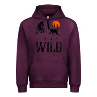 Mauve Wine stay wild illustration with mountain Urban Hoodie - artisFamous