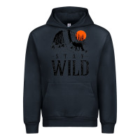 Navy stay wild illustration with mountain Urban Hoodie - artisFamous