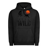 Pigment Black stay wild illustration with mountain Urban Hoodie - artisFamous