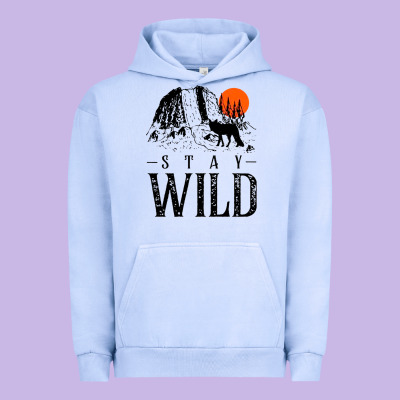 Stay Wild Illustration With Mountain Urban Hoodie Designed By Artisfamous