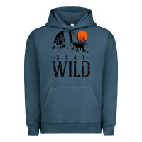 Pigment Midnight Navy stay wild illustration with mountain Urban Hoodie - artisFamous