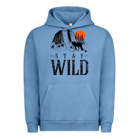 Pigment Pebble Blue stay wild illustration with mountain Urban Hoodie - artisFamous